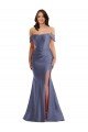 Outlet Off the Shoulder Corset Formal Silky Satin Mermaid Bridesmaid Dress / Prom Dress with Side Slit