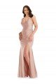 Outlet Deep V-Neck Formal Silky Satin Mermaid Bridesmaid Dress / Prom Dress with Side Slit