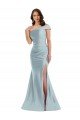 Outlet Bias-Cuff One Shoulder Formal Silky Satin Mermaid Bridesmaid Dress / Prom Dress with Side Slit