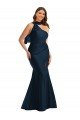 Outlet Scarf Neck One Shoulder Formal Silky Satin Mermaid Bridesmaid Dress / Prom Dress with Front Slit