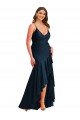 Outlet Pleated Wrap Ruffled High Low Formal Silky Satin Bridesmaid Dress / Prom Dress