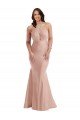 Outlet Criss Cross Halter Open Back Formal Silky Satin Mermaid Bridesmaid Dress / Prom Dress