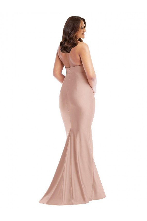 Outlet Criss Cross Halter Open Back Formal Silky Satin Mermaid Bridesmaid Dress / Prom Dress