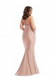 Outlet Criss Cross Halter Open Back Formal Silky Satin Mermaid Bridesmaid Dress / Prom Dress