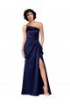 Outlet One Shoulder Formal Silky Satin Bridesmaid Dress / Prom Dress with Skirt Slit