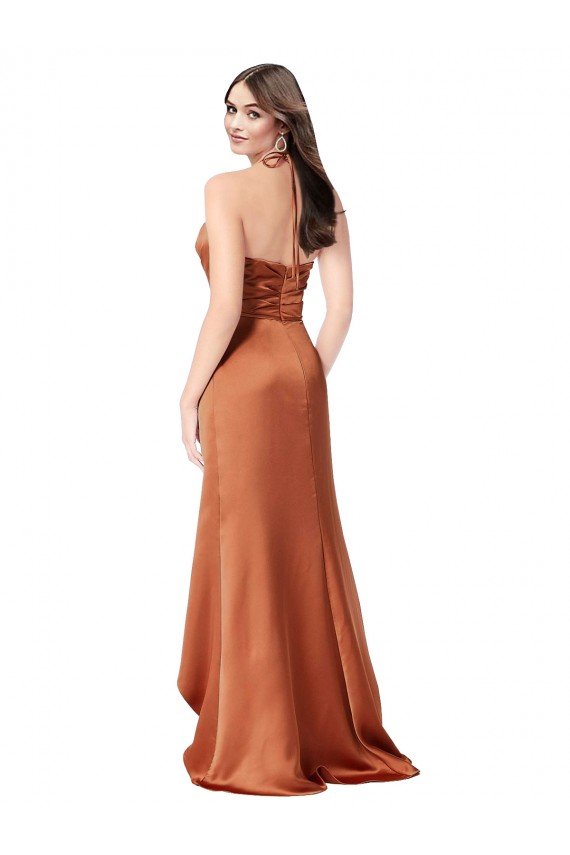 Outlet Faux-Wrap Skirt Formal Silky Satin Bridesmaid Dress / Prom Dress