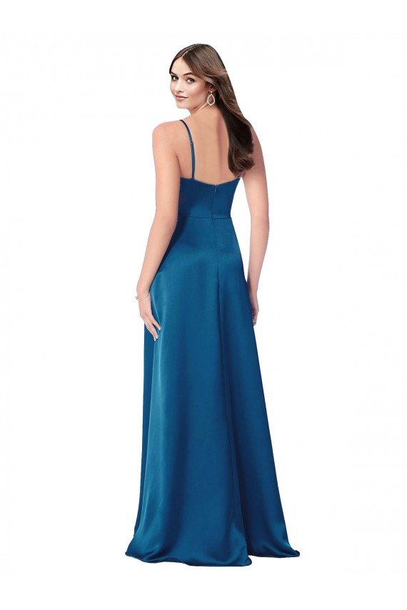 Outlet Cowl Neck Salky Satin Bridesmaid Dress / Prom Dress