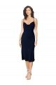 Outlet Short Cocktail Midi Length Formal Silky Satin Bridesmaid Dress / Prom Dress with Cowl Neck and Cross Back Straps