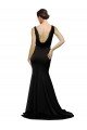 Outlet V-Neck Full Length Formal Silky Satin Bridesmaid Dress / Prom Dress with Soft Cowl Neck and Sweep Train