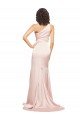Outlet Full Length One Shoulder Long Formal Silky Satin Bridesmaid Dress / Prom Dress with High Split