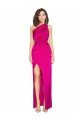 Outlet One Shoulder Long Full Length Formal Silky Satin Bridesmaid Dress / Prom Dress with Front Side Split