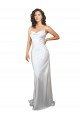 Outlet Simple Sweep Train Low Back Tie Cowl Neck Long Silky Satin Beach Wedding Dress