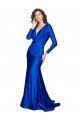 Outlet Deep V-Neck Long Sleeves Formal Silky Satin Bridesmaid Dress / Prom Dress