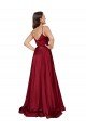 Outlet Deep V-Neck Sweetheart Long Formal Silky Satin Bridesmaid Dress / Prom Dress with Thigh High Slit