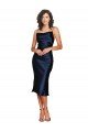 Outlet Cocktail Length Sleeveless Spaghetti Straps Cowl Neckline Formal Silky Satin Bridesmaid Dress / Prom Dress
