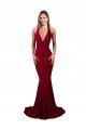 Outlet Halter Mermaid Plunge V-Neckline Open Back Bow Tie Formal Spandex Bridesmaid Dress / Prom Dress