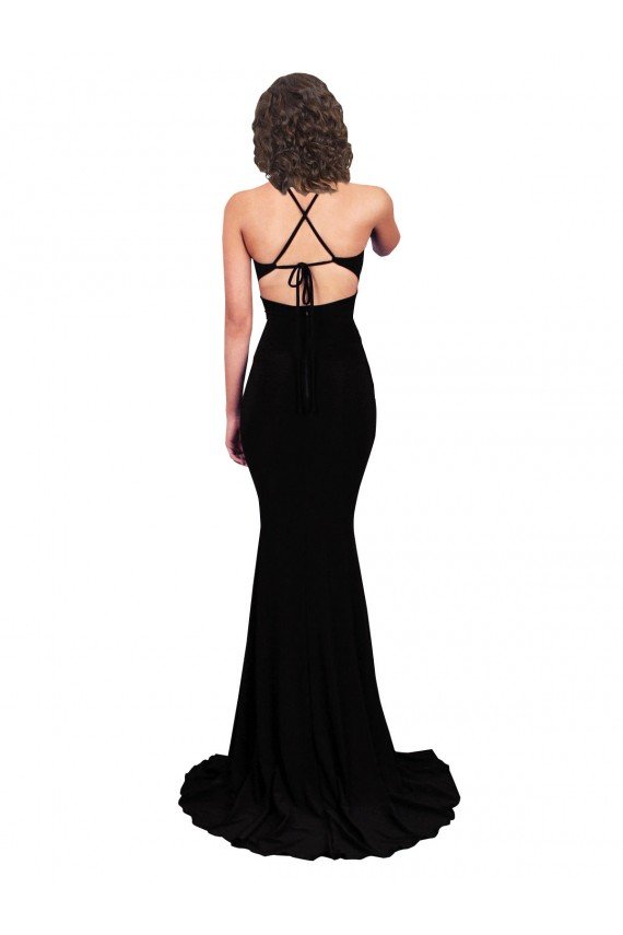 Outlet Fishtail Shaped V-Neck Open Back Formal Spandex Bridesmaid Dress / Prom Dress