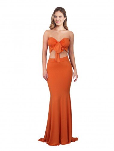 Outlet Strapless Bandeau Bodice Long Formal Spandex Bridesmaid Dress / Prom Dress