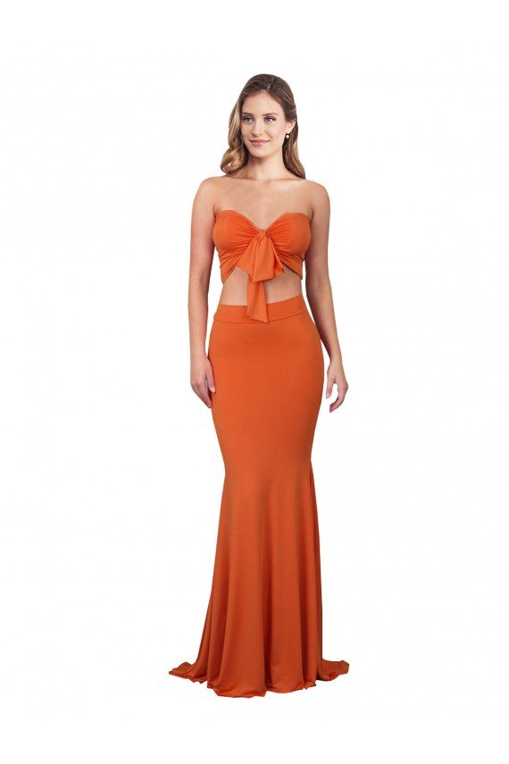 Outlet Strapless Bandeau Bodice Long Formal Spandex Bridesmaid Dress / Prom Dress