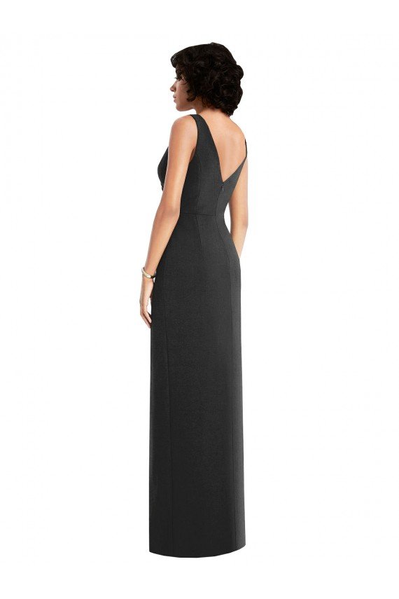 Outlet Draped Wrap Formal Maxi Spandex Bridesmaid Dress / Prom Dress with Front Slit