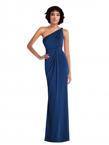 Outlet Grecian Inspired One Shoulder Twist Draped Maxi Spandex Bridesmaid Dress / Prom Dress