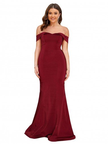 Outlet Off Shoulder Sleeves Sweetheart Neckline Long Formal Spandex Bridesmaid Dress / Prom Dress