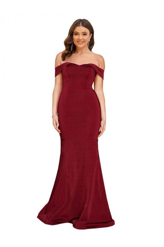Outlet Off Shoulder Sleeves Sweetheart Neckline Long Formal Spandex Bridesmaid Dress / Prom Dress