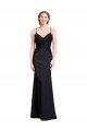 Outlet Long Chiffon Bridesmaid Dress / Prom Dress with Lace Bodice and Curved V-Neckline