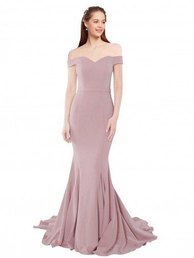 Outlet Off the Shoulder Mermaid Long Sweep Train Bridesmaid Dress / Prom Dress