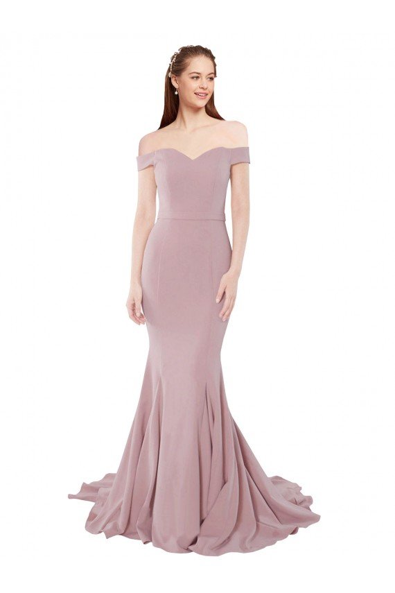 Outlet Off the Shoulder Mermaid Long Sweep Train Bridesmaid Dress / Prom Dress