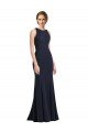 Outlet High Neck Sheath Long Crepe Bridesmaid Dress / Prom Dress