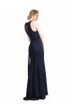Outlet High Neck Sheath Long Crepe Bridesmaid Dress / Prom Dress