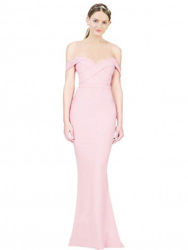 Outlet Full Length Off the Shoulder Bridesmaid Dress / Prom Dress with Twist Front