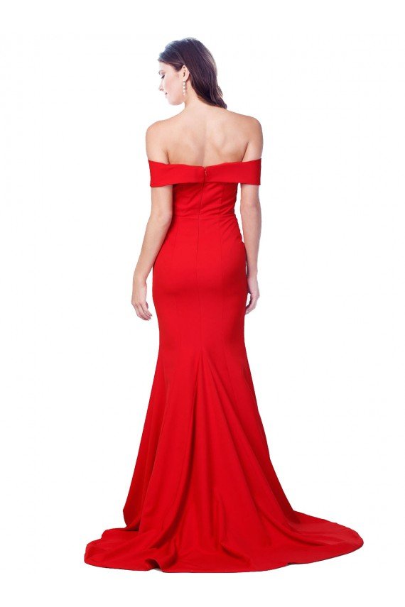 Outlet Criss Cross Full Length Long Formal Crepe Bridesmaid Dress / Prom Dress with Side Split