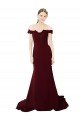 Outlet Full Length Off the Shoulder Formal Crepe Bridesmaid Dress / Prom Dress with Lace On Bodice and Back