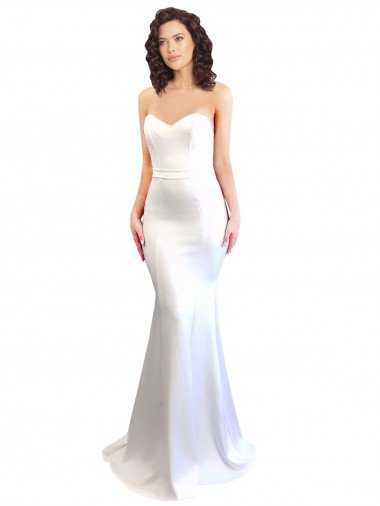 Outlet Sweetheart Strapless High Neck Long Formal Crepe Bridesmaid Dress / Prom Dress