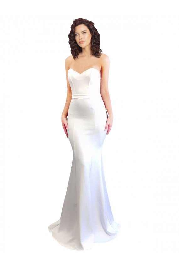 Outlet Sweetheart Strapless High Neck Long Formal Crepe Bridesmaid Dress / Prom Dress