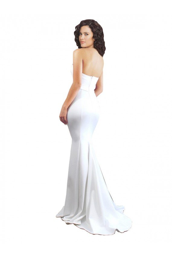 Outlet Sweetheart Strapless High Neck Long Formal Crepe Bridesmaid Dress / Prom Dress