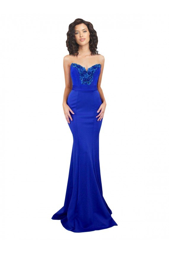 Outlet Sweetheart Flower Neckline High Neck Formal Crepe Bridesmaid Dress / Prom Dress