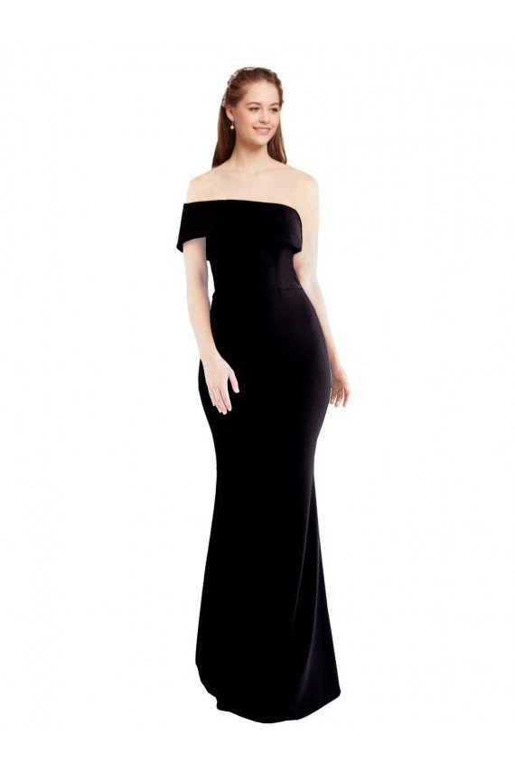 Outlet Asymmetrical Draped Off the Shoulder Banded Formal Crepe Bridesmaid Dress / Prom Dress