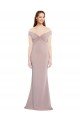 Outlet Knotted Off the Shoulder Formal Crepe Bridesmaid Dress / Prom Dress with Cut-Out Back