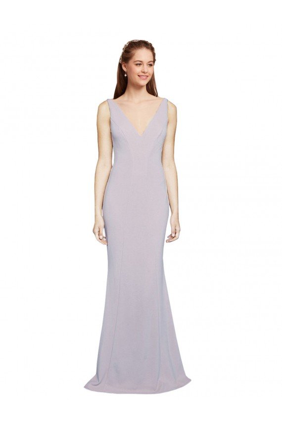 Outlet Cut-Out Back V-Neckline Mermaid Formal Crepe Bridesmaid Dress / Prom Dress Keyhole Back