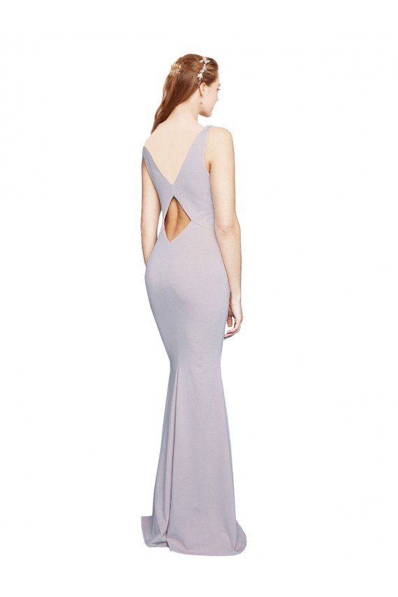 Outlet Cut-Out Back V-Neckline Mermaid Formal Crepe Bridesmaid Dress / Prom Dress Keyhole Back