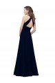 Outlet High Neck Crepe Bridesmaid Dress / Prom Dress with Pleats and Keyhole Back