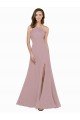 Outlet High Neck Crepe Bridesmaid Dress / Prom Dress with Pleats and Keyhole Back