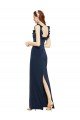 Outlet Scoop Neck with Ruffles Long Formal Crepe Bridesmaid Dress / Prom Dress with Back Slit