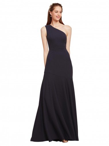 Outlet Fit and Flare Formal Crepe Bridesmaid Dress / Prom Dress with One Shoulder