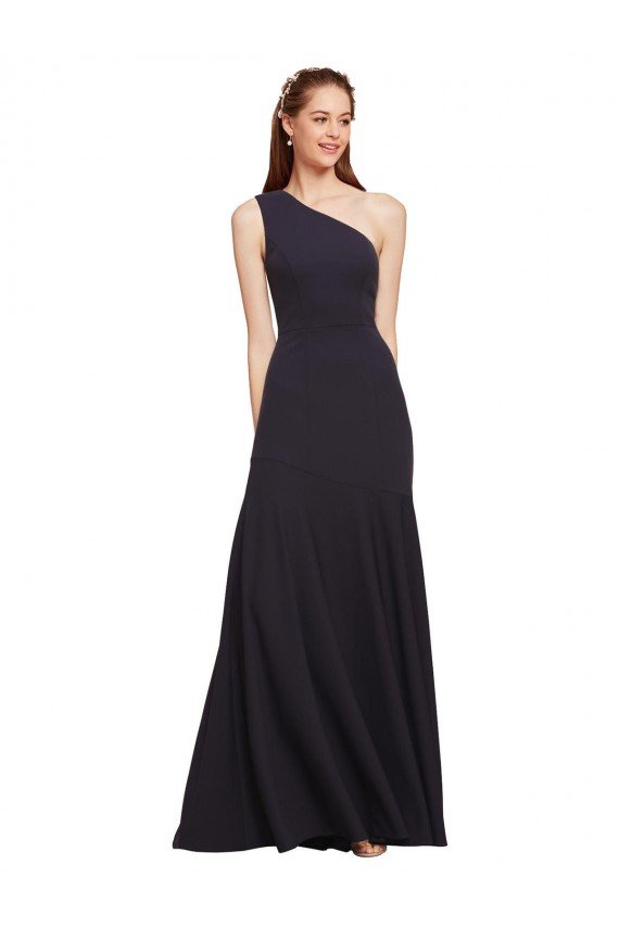 Outlet Fit and Flare Formal Crepe Bridesmaid Dress / Prom Dress with One Shoulder