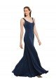 Outlet Fit and Flare Long Formal Crepe Bridesmaid Dress / Prom Dress with Round Neck