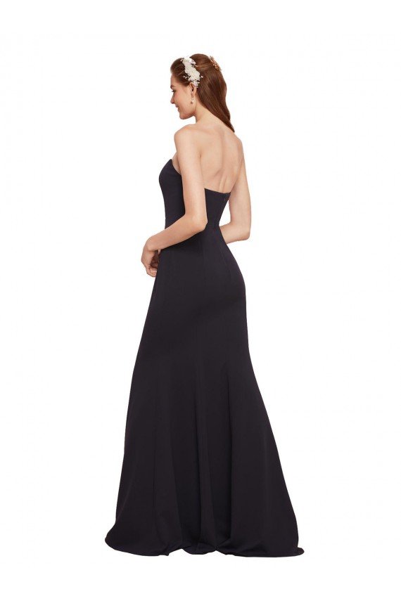 Outlet Strapless Bodycon Long Formal Crepe Bridesmaid Dress / Prom Dress with High Slit
